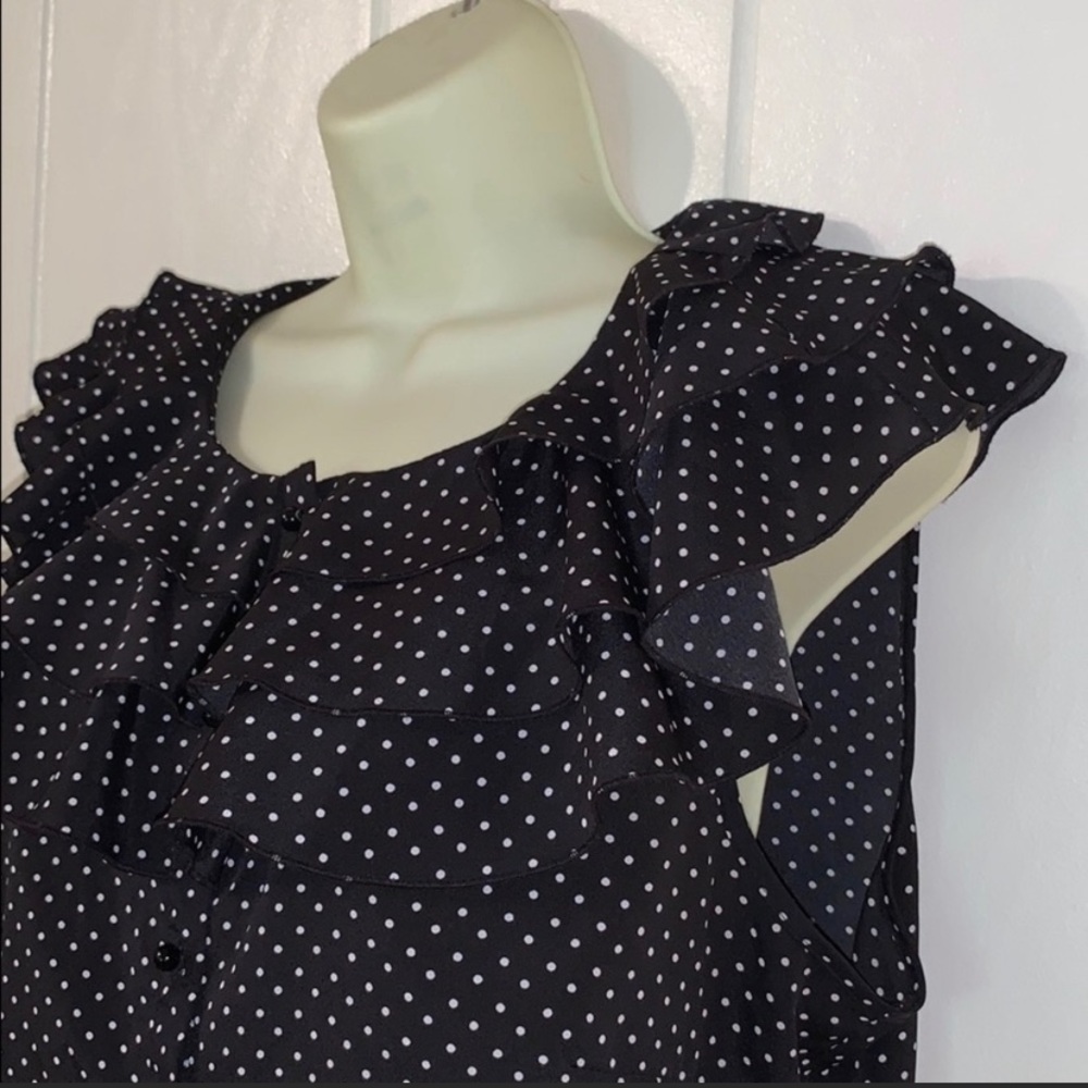 Ann Taylor black & white polka dots blouse - Picture 5 of 9